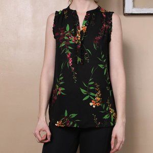 Chiffon floral blouse with ruffles